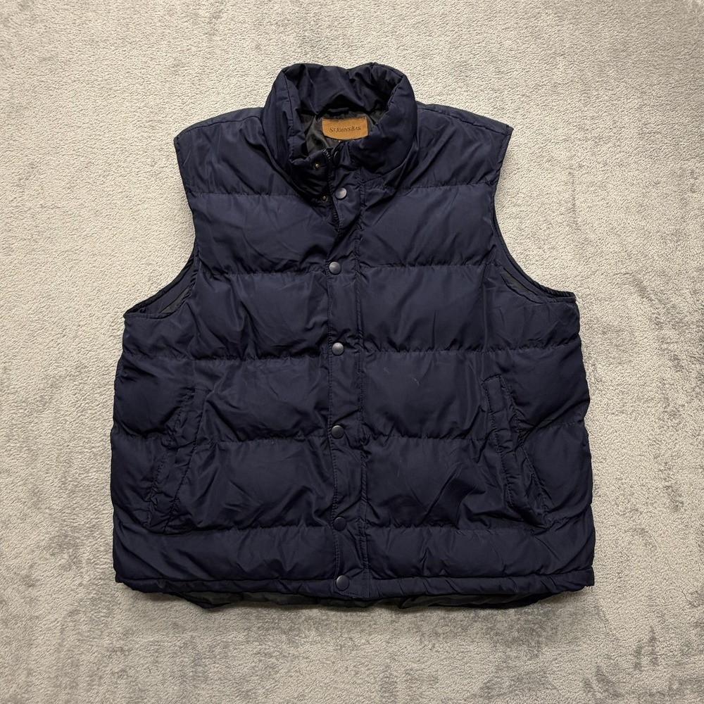St Johns Bay Vest Mens XL Navy Blue‎ Puffer Quilted Snap Front Insulated Pockets